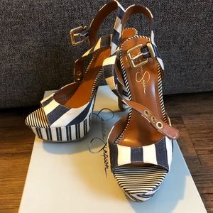 Navy Sailer Stripe Jessica Simpson pumps